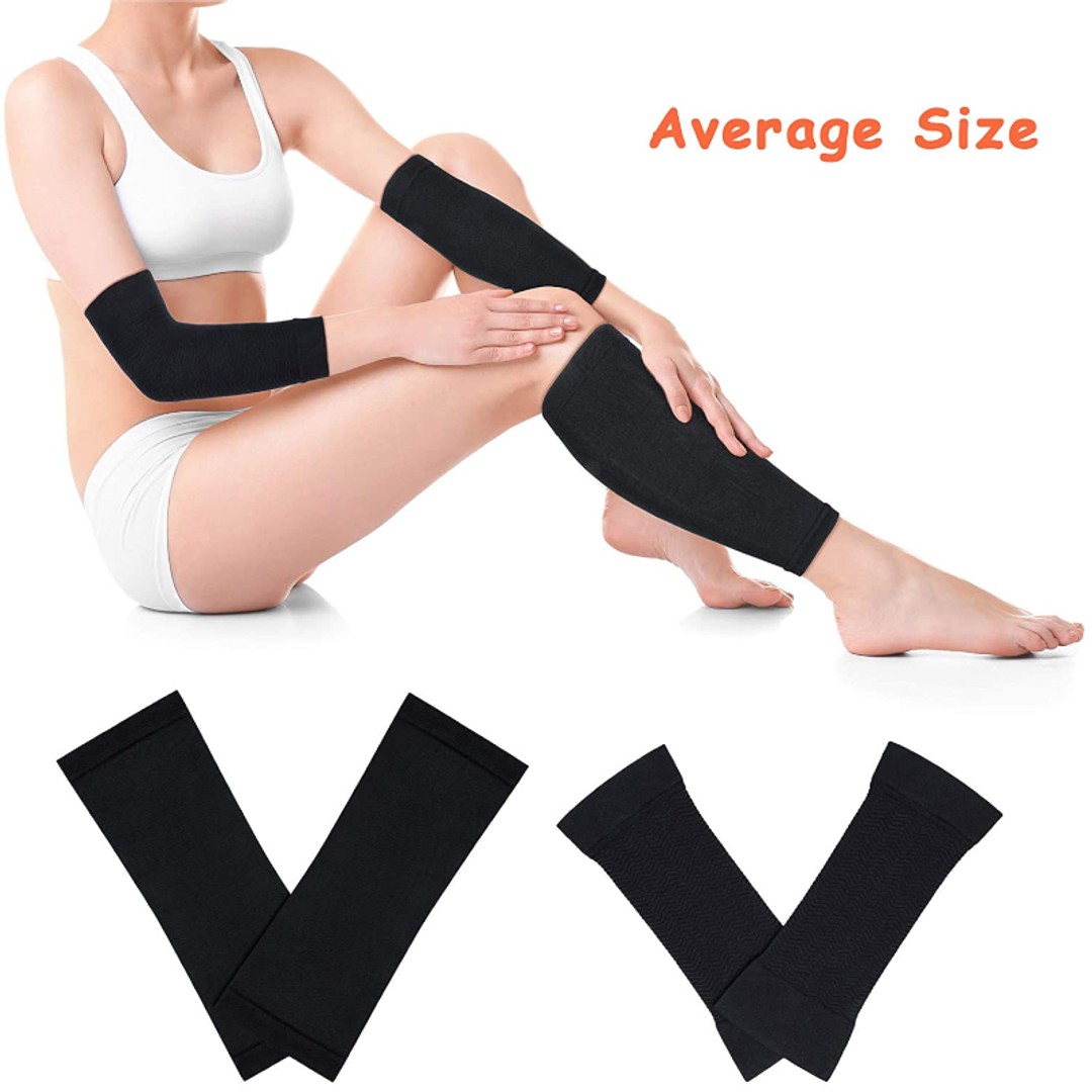 Slimming Arm Or Leg Shapewear Sleeves, Pack of 1 Black Leg, hi-res