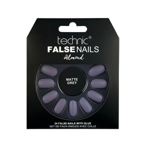 Technic False Nails Almond - Matte Grey - Limit 1
