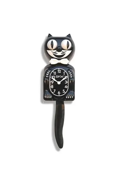 Classic Black Gentleman Kitty Cat Clock 3/4 Size 30s 40s 50s Rockabilly Retro Boy