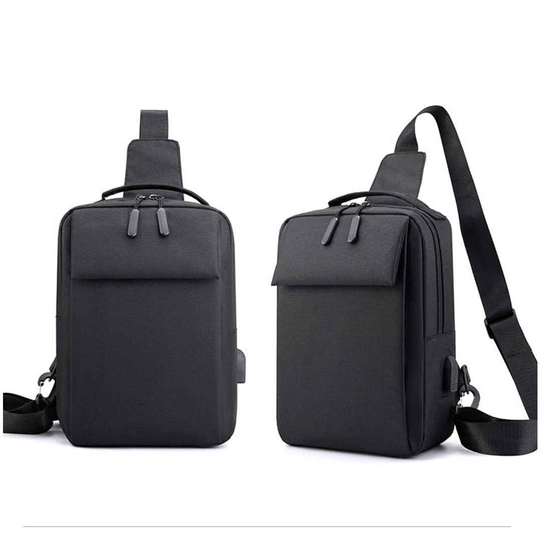 Men's Chest Pack Bag Messenger Bag Single Shoulder Bag Korean Casual Sling Backpack Pure Color Simple Square Chest Bag