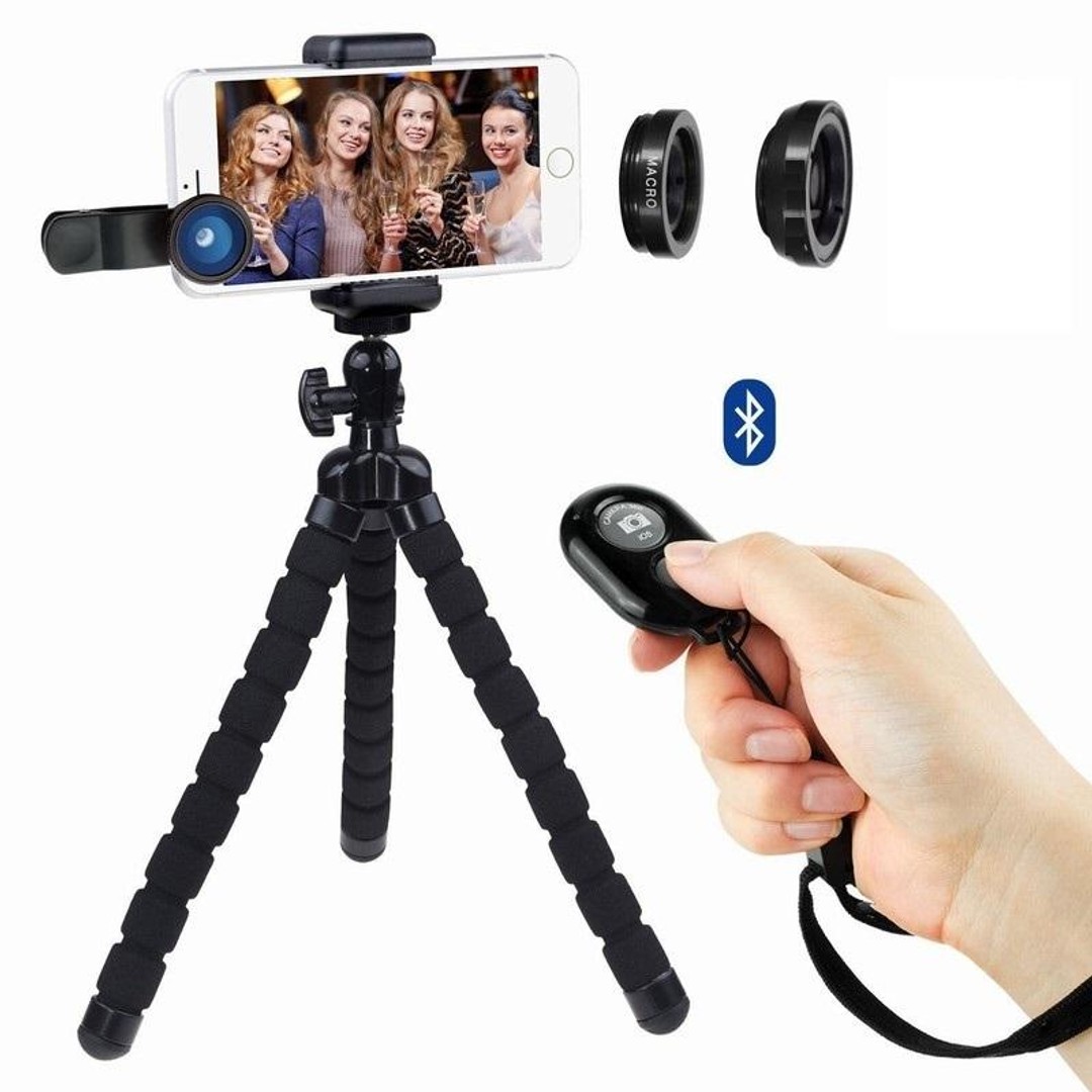 iPhone Tripod Mount Holder Stand + Bluetooth Selfie remote