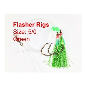 HES GREEN #5/0 Dropper Flasher Rig Ledger Paternoster Rig Fishing Rig 2 Hooks
