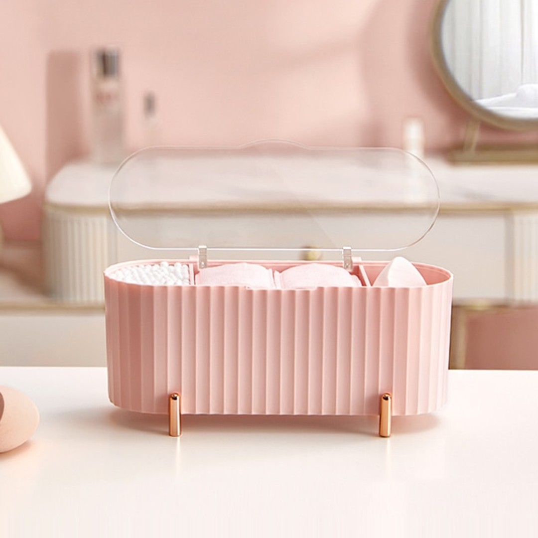 Desktop Cosmetics Storage Box Dust-proof Makeup Organizer For Cotton Pads Swabs Beauty Egg Holder Bathroom 