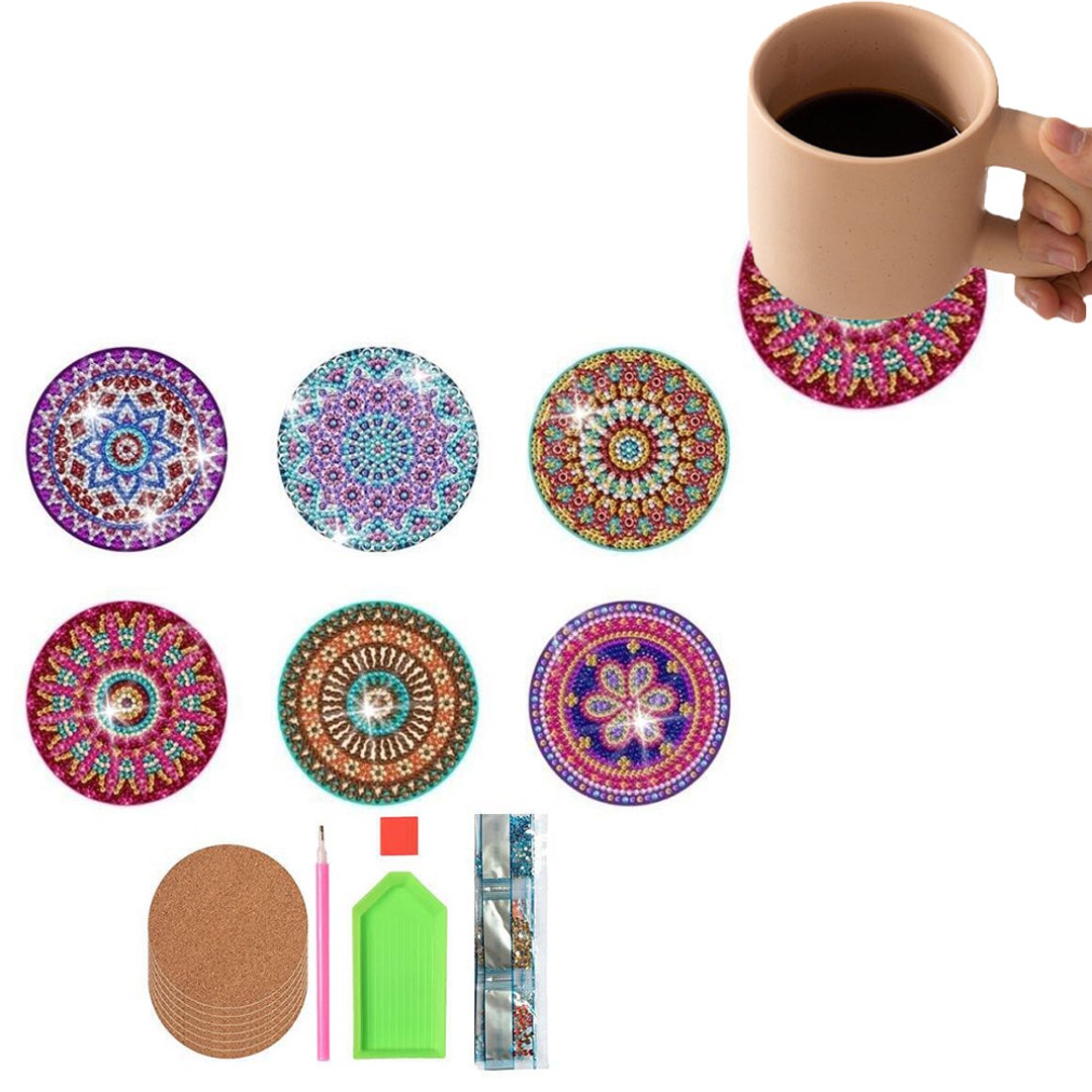 6Pcs Mandala DIY Diamond Painting Coaster Kits