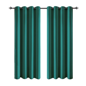 1 Pair Satin Blackout Curtain Green Medium
