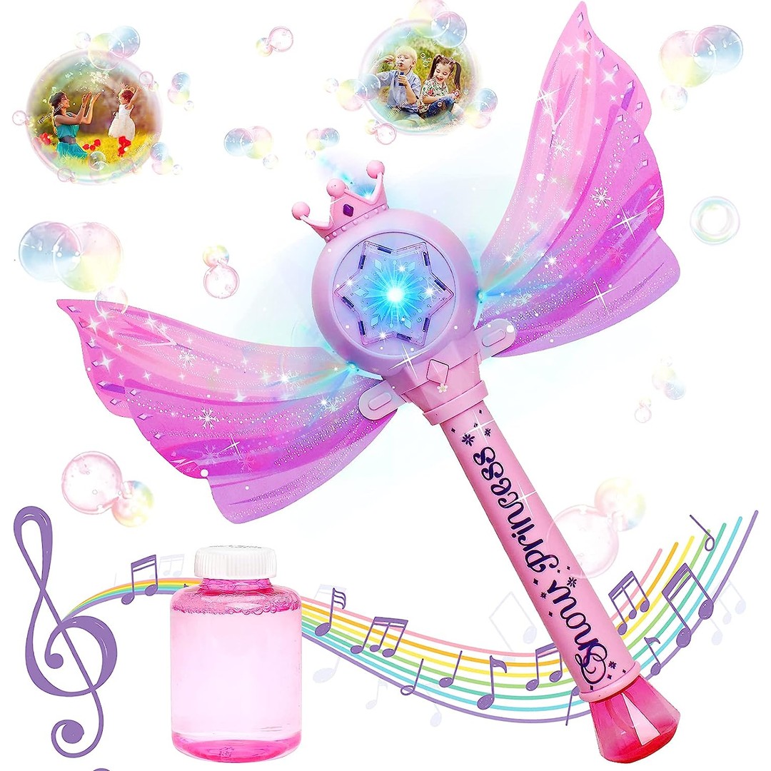 Zakka Pink Princess Butterfly Magic Wand Bubble Machine