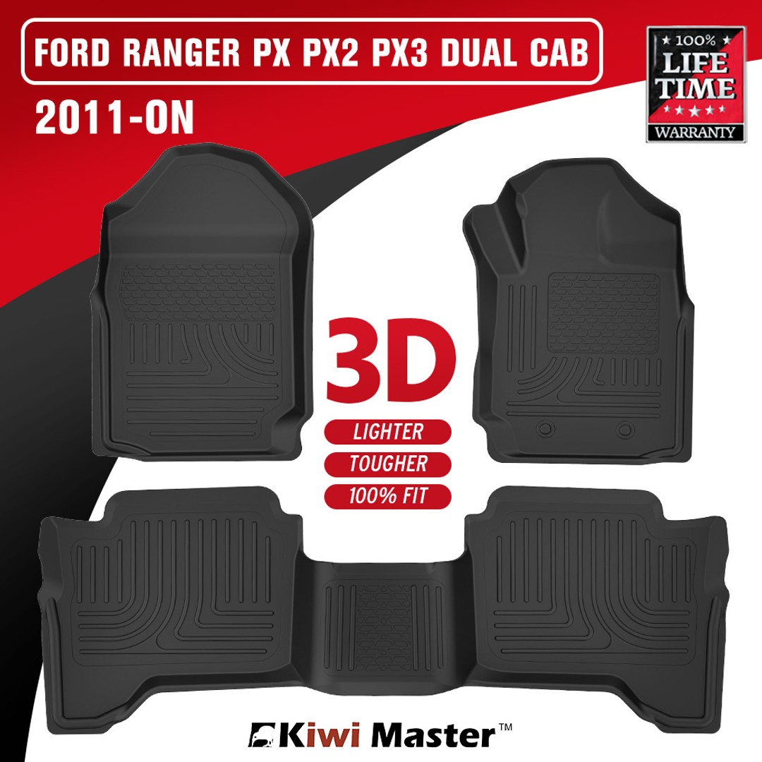 3D TPE Floor Mats Fit Ford Ranger Wildtrak Raptor PX PX2 PX3 2011-ON