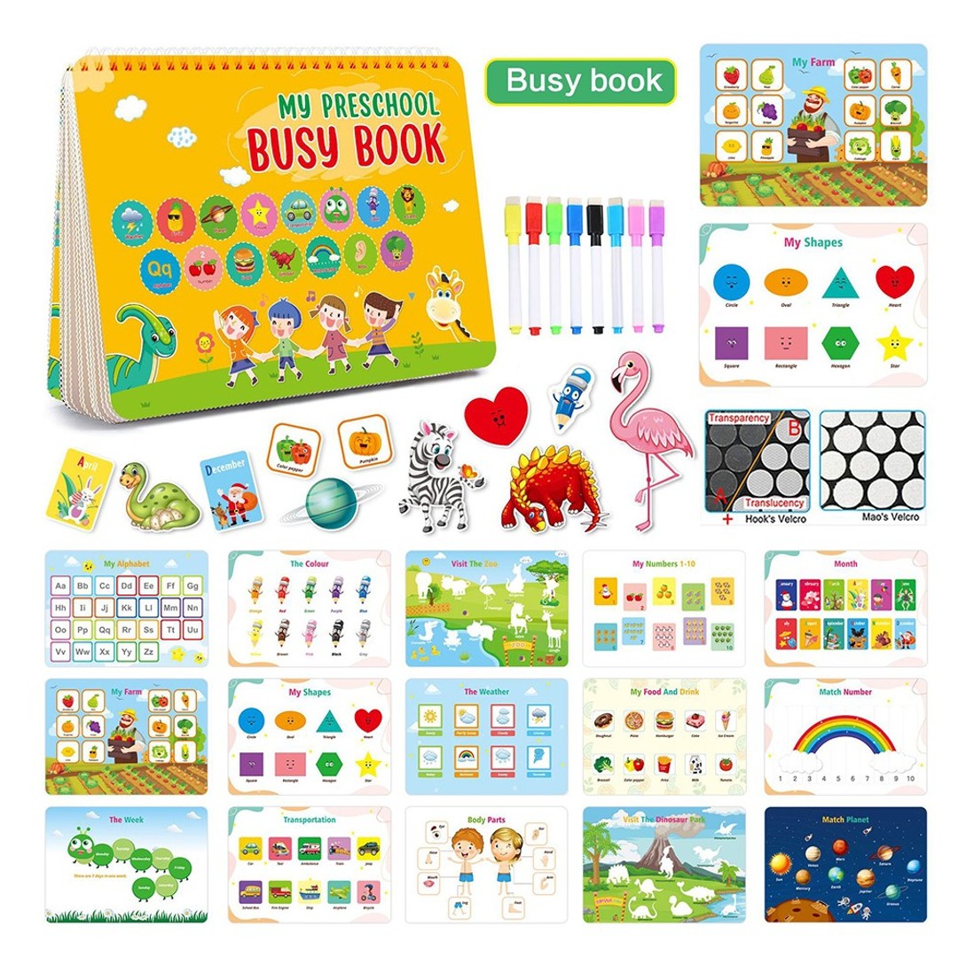 Montessori Busy Book Kit Toddler Early Educational Learning Toys Orange Cover