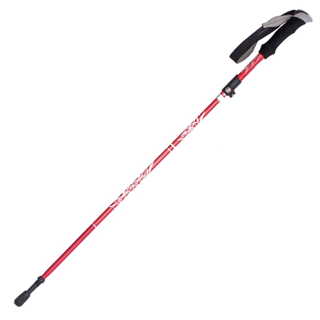 Aluminum Alloy Foldable Ultralight Hiking Pole-Red