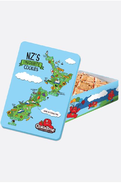 Kiwi Cookie Time Map Tin With Bite Size Cookies