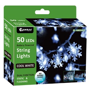 Sansai 50 LED Battery Snowflake Decorative/Christmas String Lights Cool White