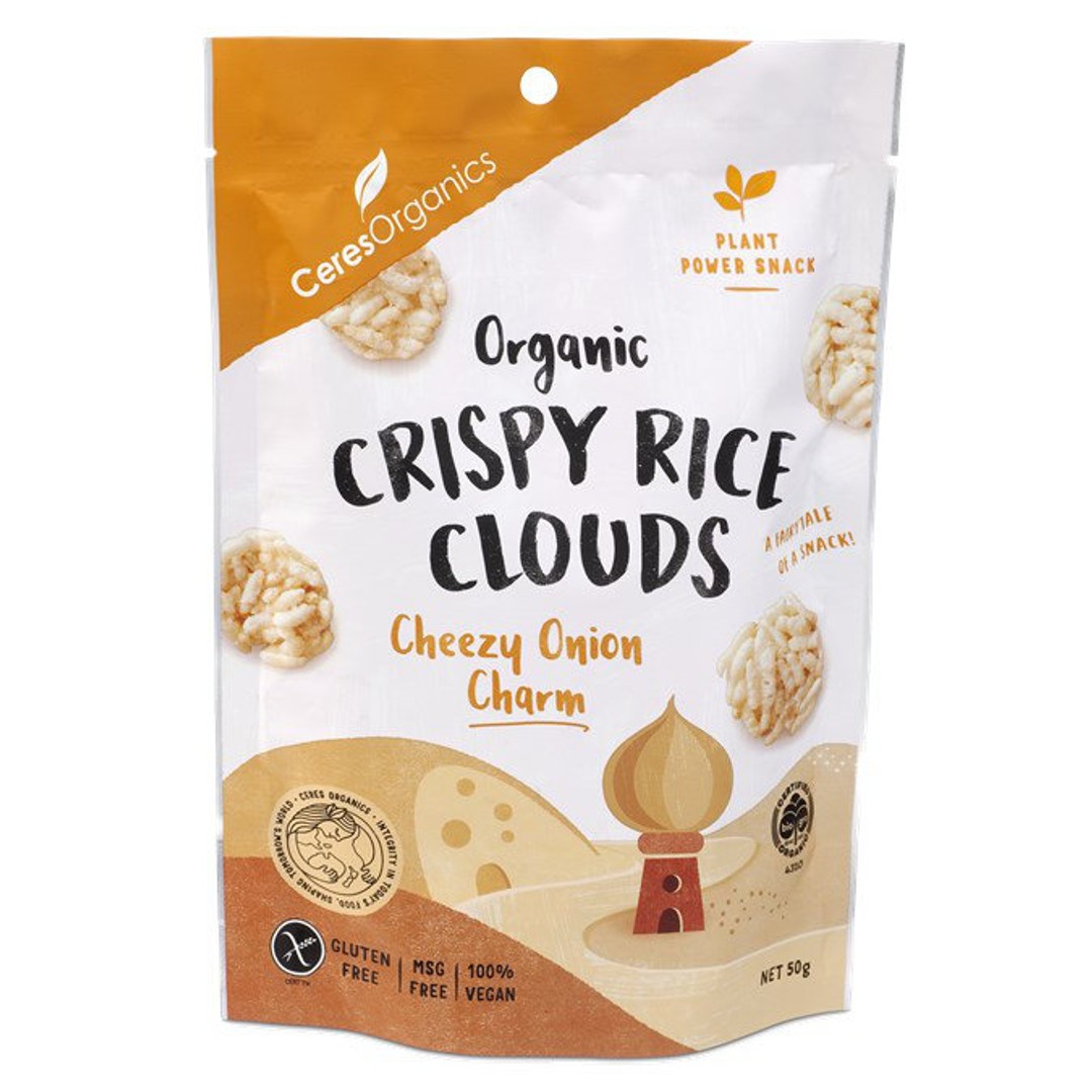 Ceres Organic Crispy Rice Clouds - Cheezy Onion Charm
