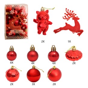 1set Christmas Tree Ornaments Set Tree for Xmas Wreath Tree Decor Red