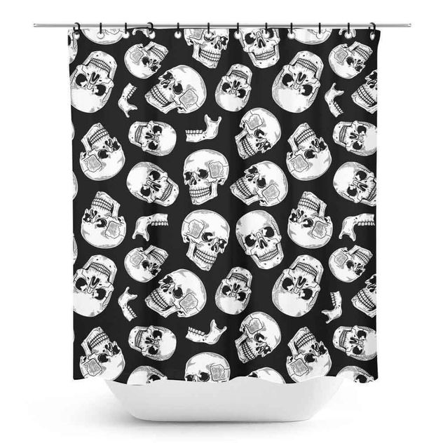 Sourpuss Anatomical Skulls Retro Shower, Retro Shower Curtain