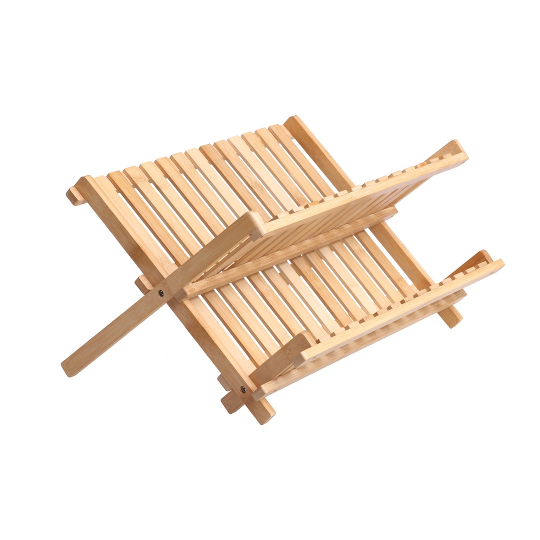 Sherwood Home Bamboo Folding Dish Rack - Natural Brown - 45x33x26cm