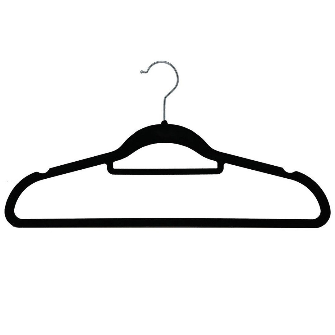 15PK Boxsweden Velvet Hanger/Storage Wardrobe Organiser for Clothes/Shirt Black, , hi-res