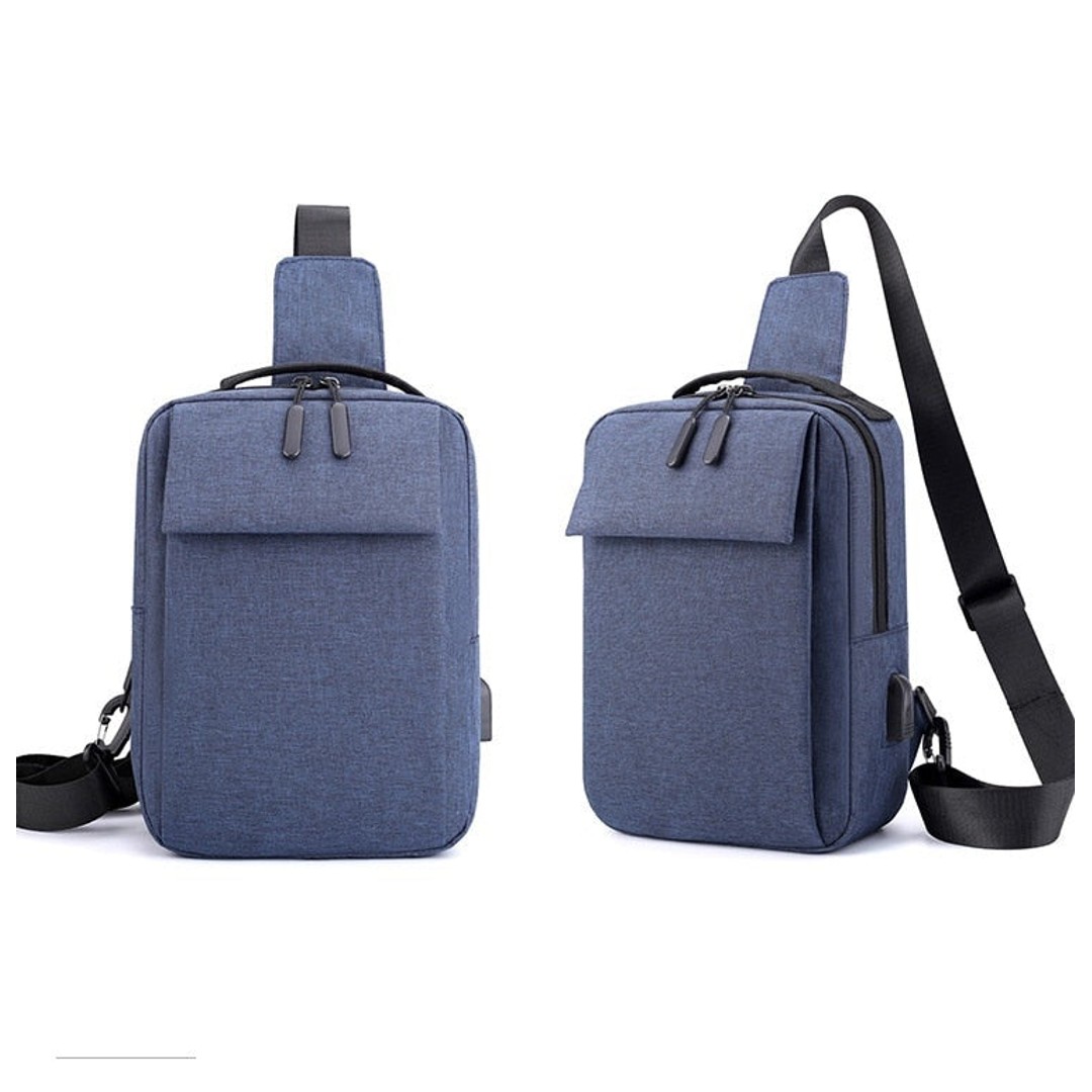 Men's Chest Pack Bag Messenger Bag Single Shoulder Bag Korean Casual Sling Backpack Pure Color Simple Square Chest Bag