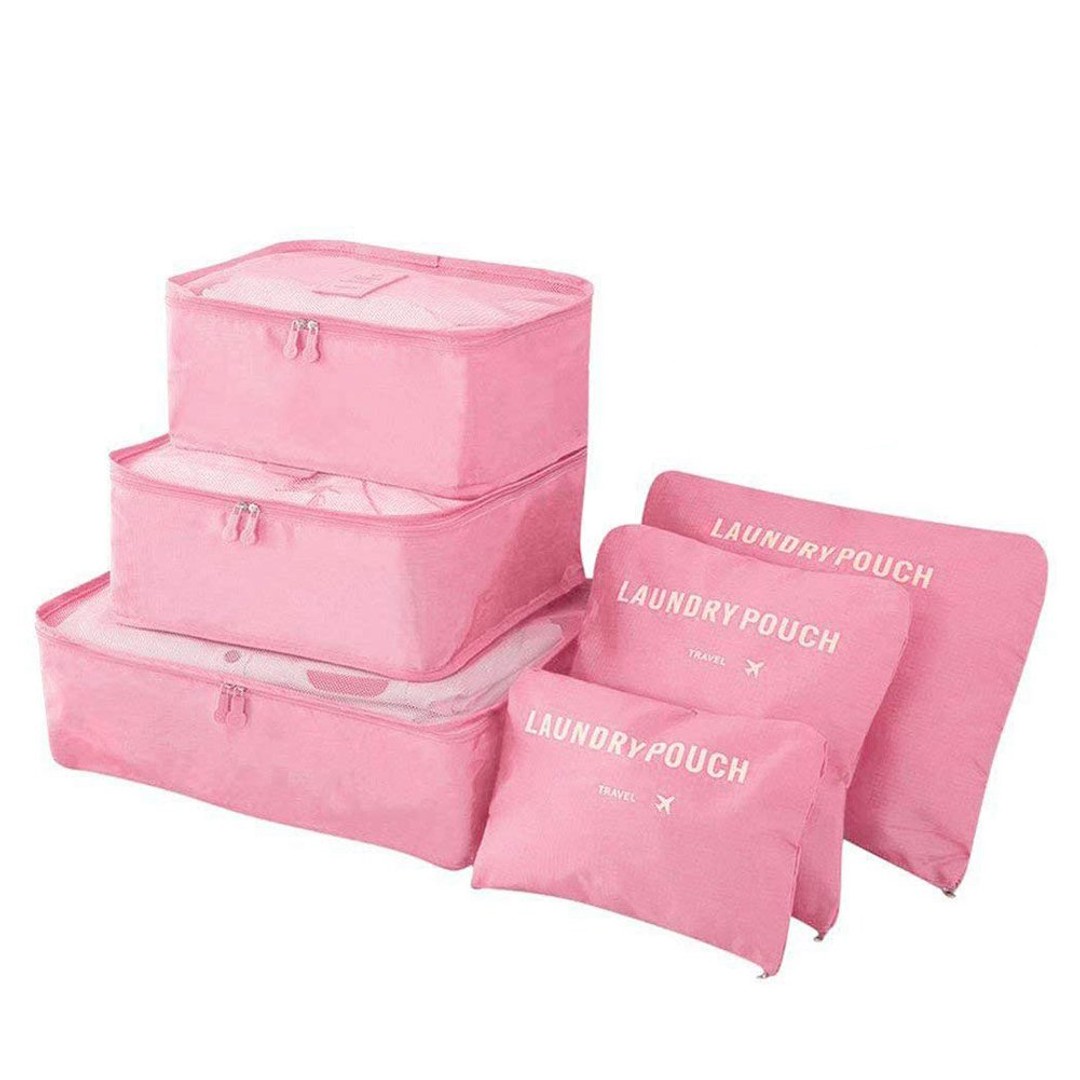 6PCS Packing Cubes for Travel Luggage Organiser Bag-Pink