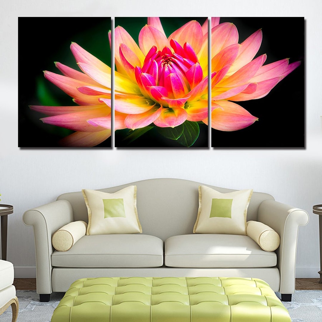 Framed 3 Panels - Lotus - Canvas Print Wall Art