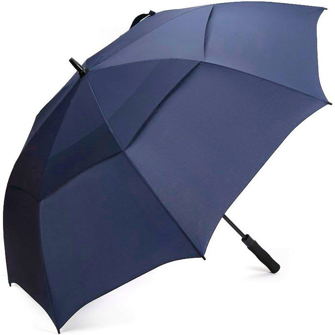 Double Canopy Vent Automatic Open Extra-Large Golf Umbrella Blue