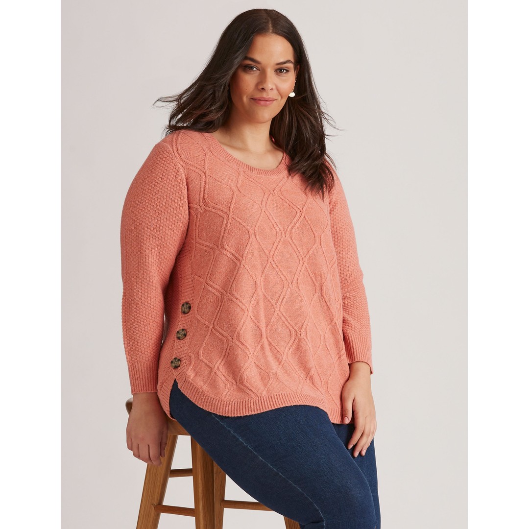 Womens Autograph Knitwear Long Sleeve Cable Jumper - Plus Size