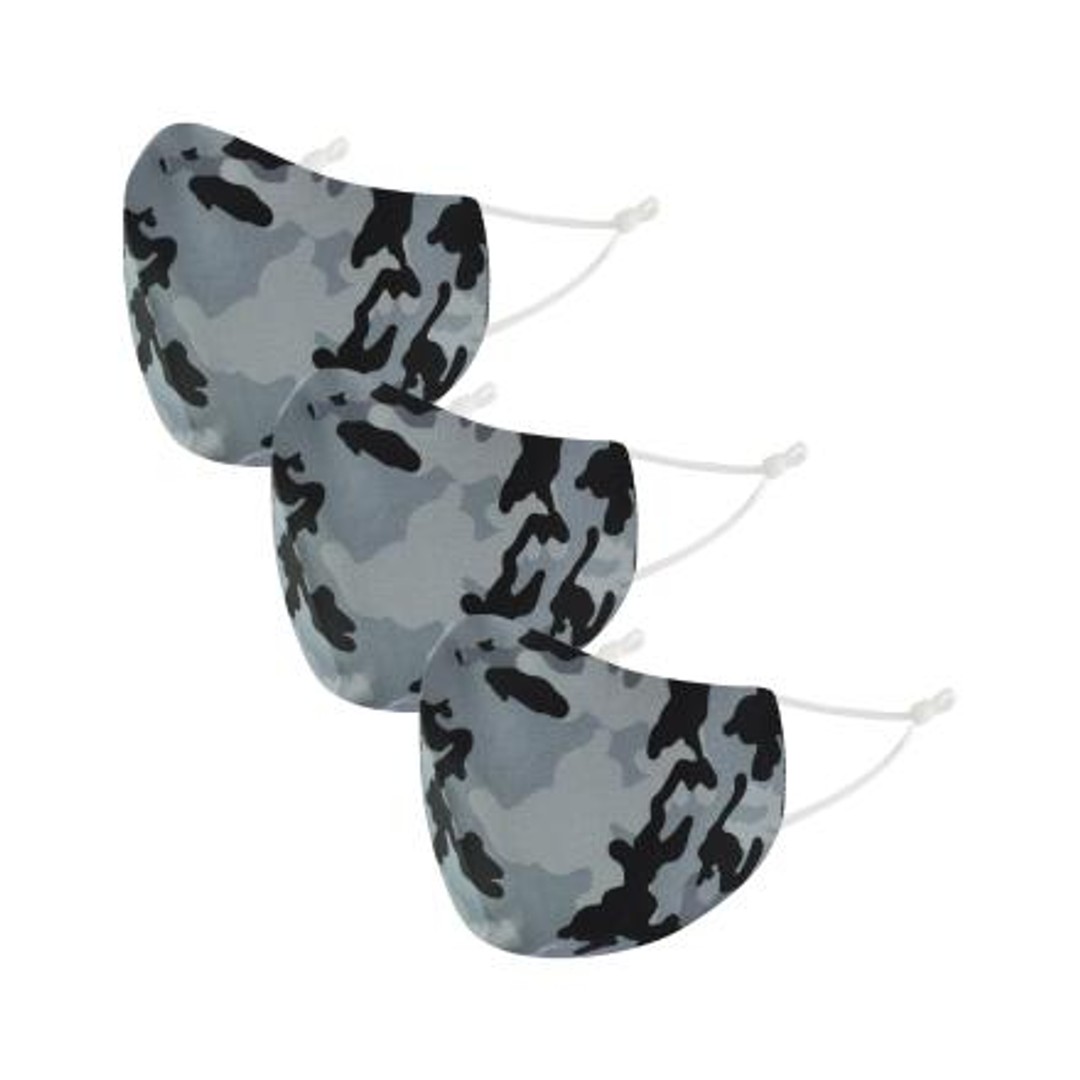 Washable Face Mask 3 Pack Grey Camo