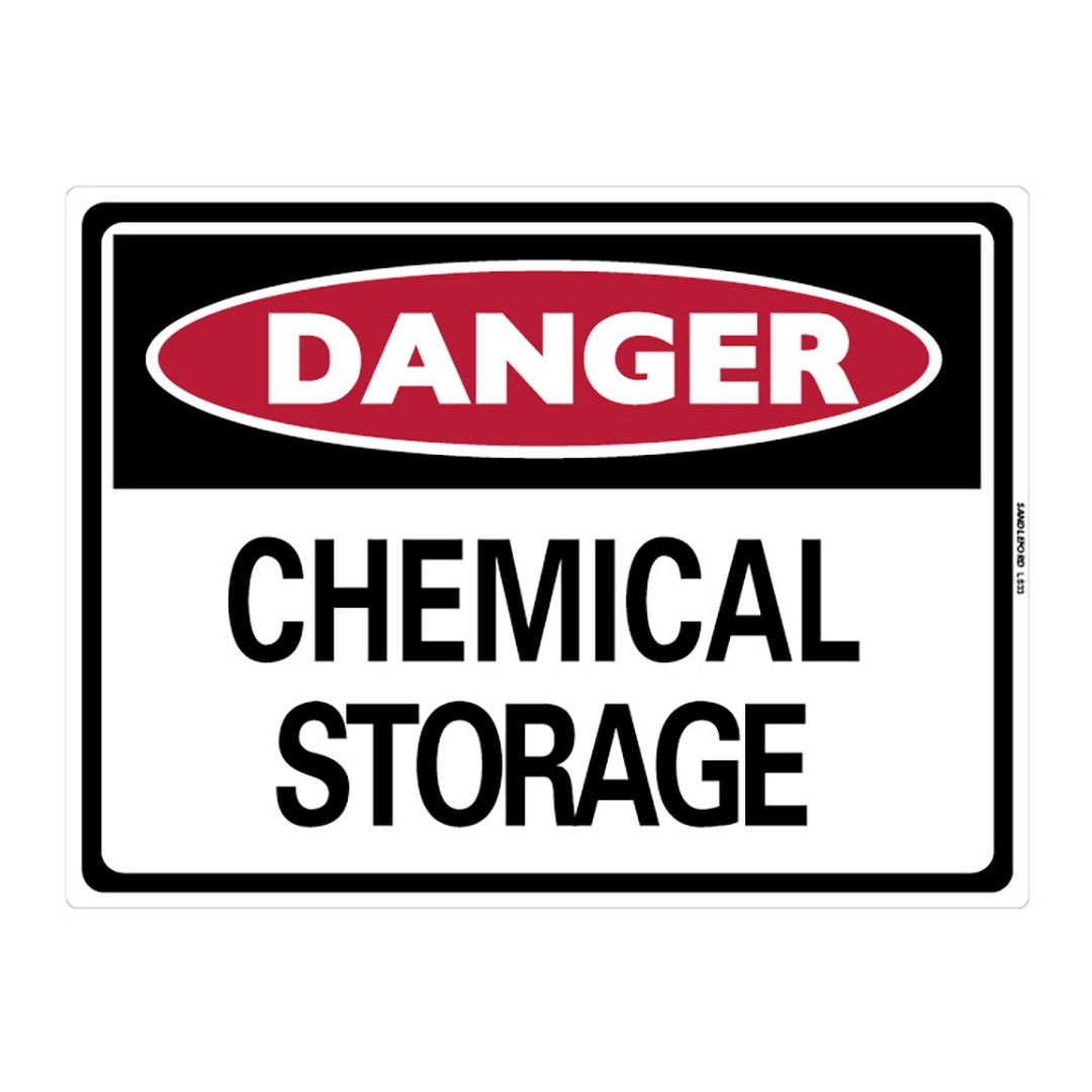 Danger Chemical Storage Large 450x600mm Sign Polypropylene Wall/Door Mountable