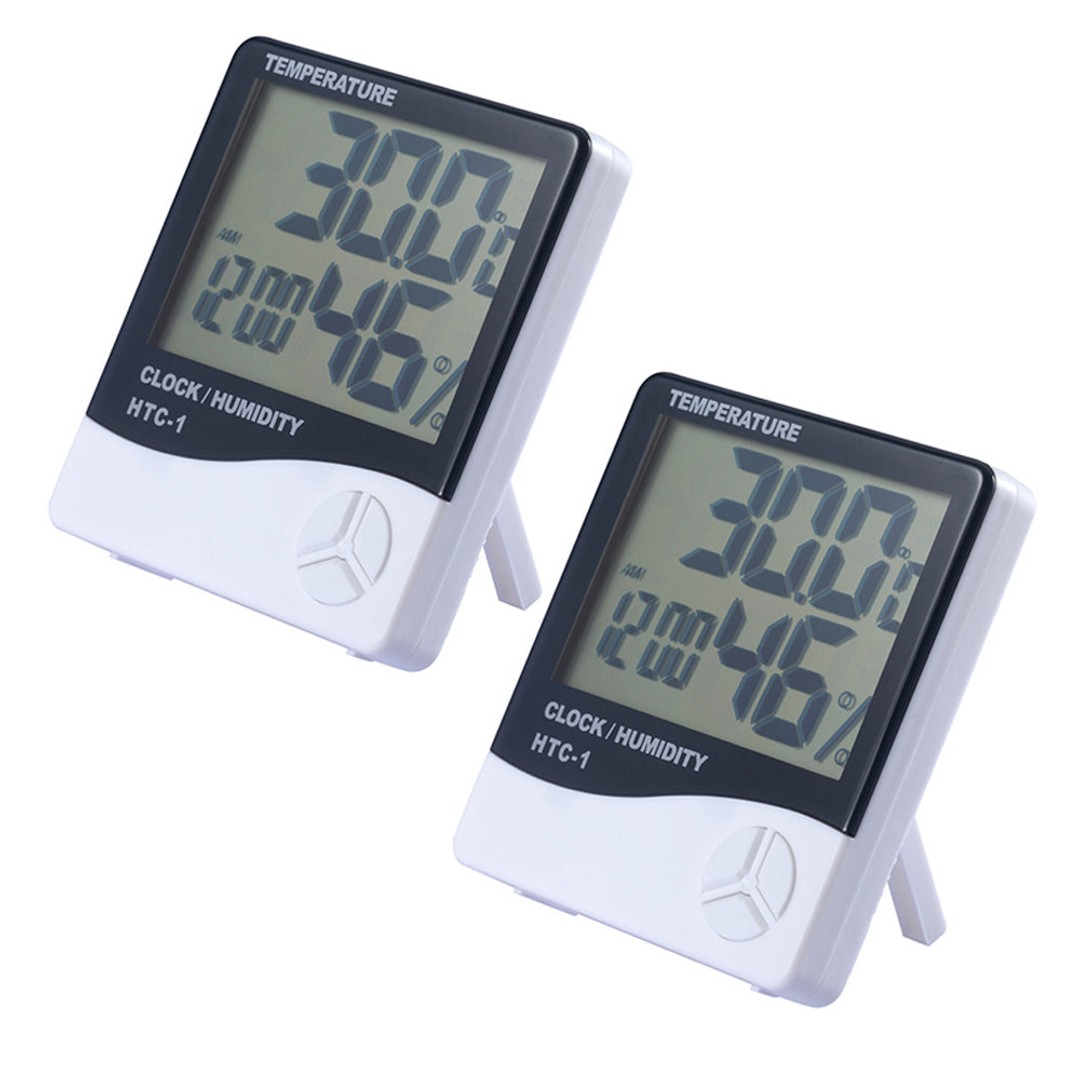 2X Digital Thermometer Hygrometer Alarm Clock Calendar Indoor Humidity Monitor