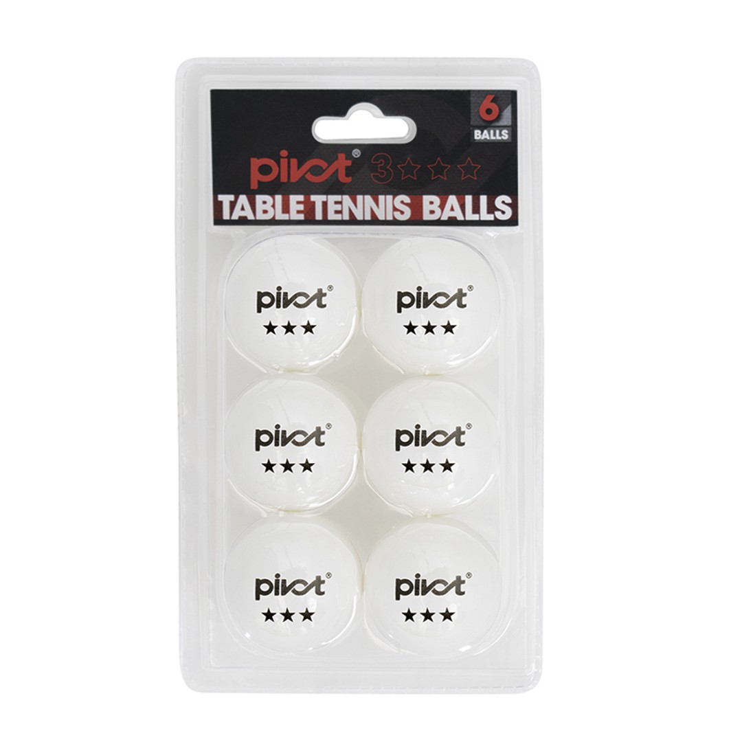 6pc Pivot Sport 4cm 3 Star Table Tennis/Pin Pong Training/Practising Balls White