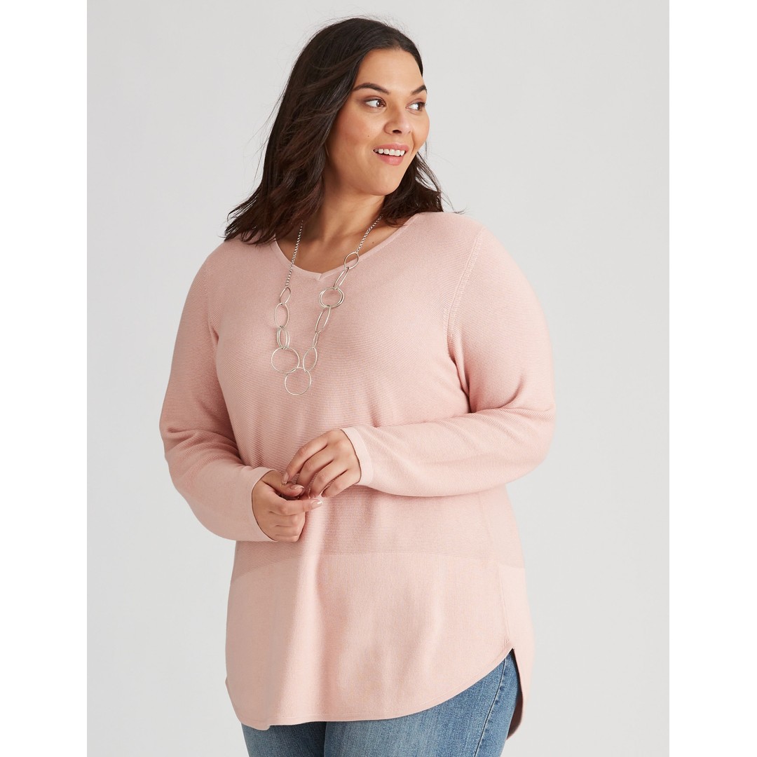 Womens Autograph Knitwear Cotton Jumper - Plus Size, Pink, hi-res