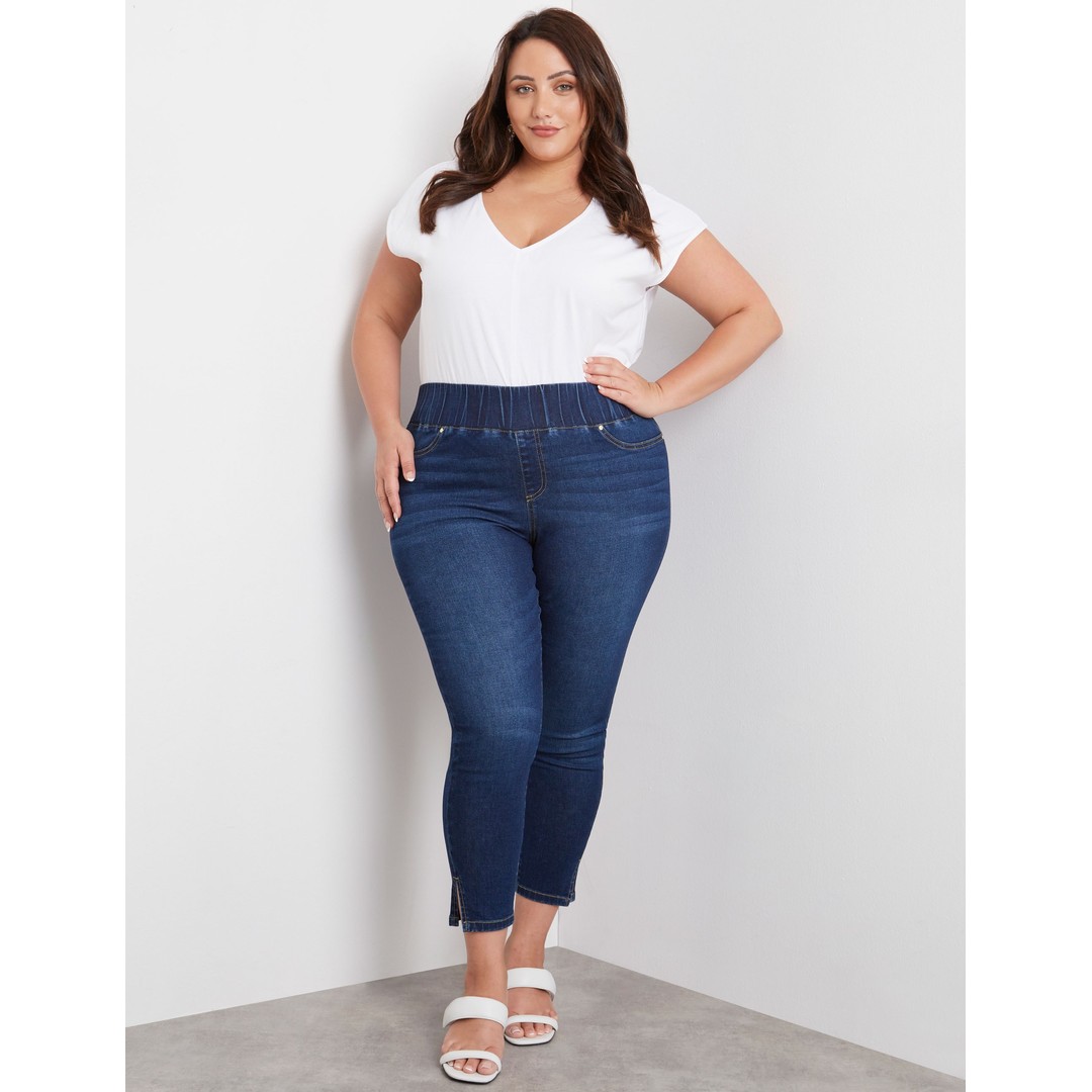 Womens Beme Double Button Regular Length Slim Jean - Plus Size
