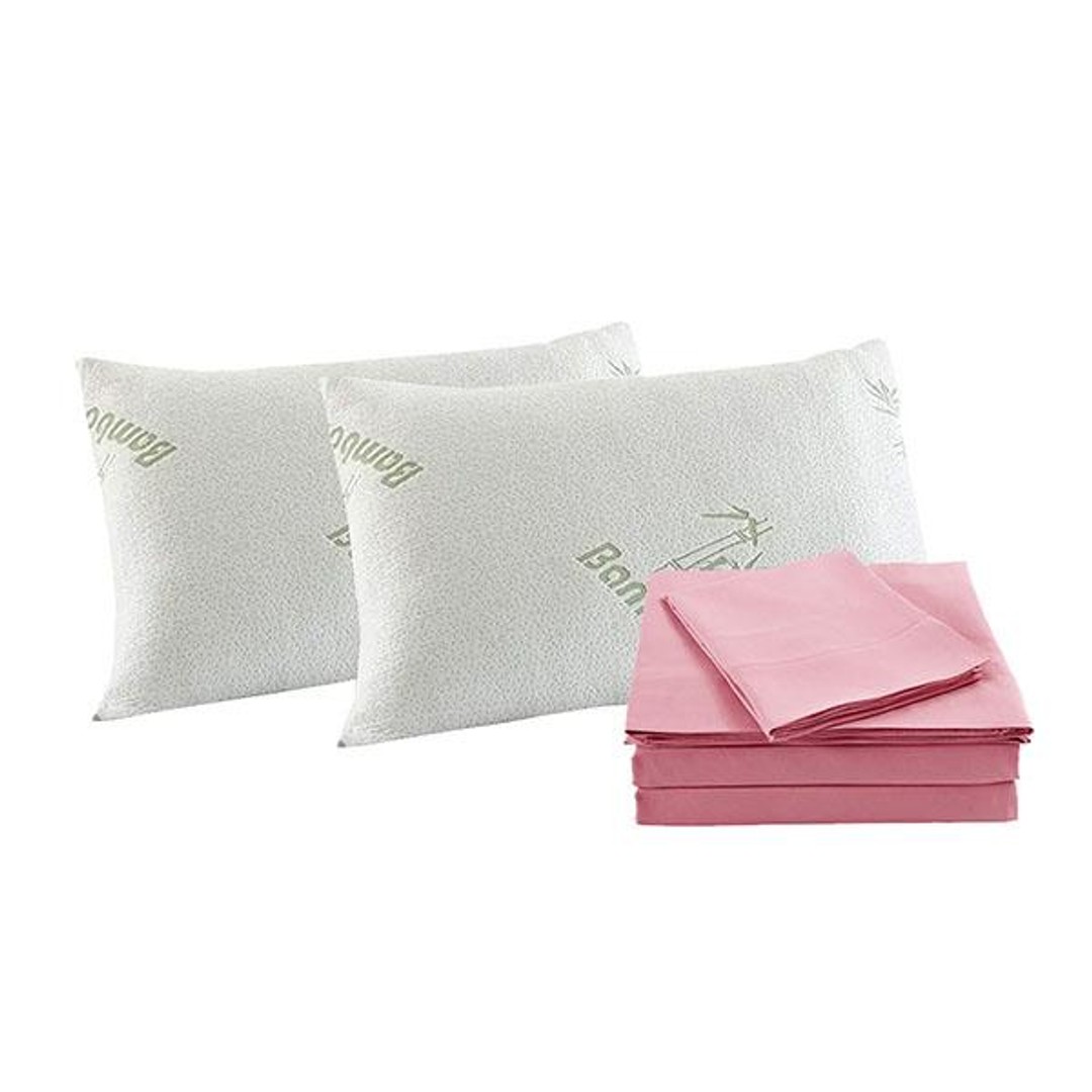 Royal Comfort Sheet Set And Bamboo Pillows Ultra Soft King Blush