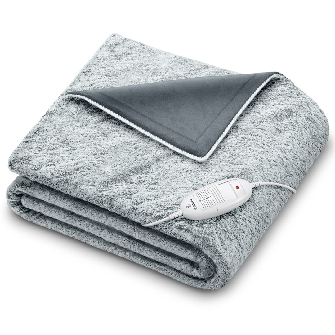 Beurer HD75G-NORDIC Cosy Electric Heated/Heating Cuddly Throw Fleece Blanket GRY