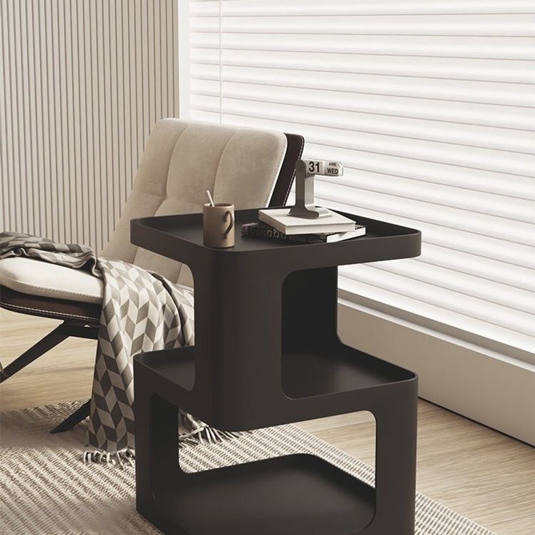 Modern Creative Design Bedside Table-Black, As shown, hi-res