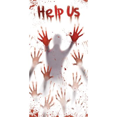 Zombie Apocalypse Bloody Help Us Halloween Door Cover Decoration