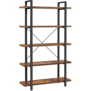 Vasagle 5-Tier Industrial Standing Bookcase Bookshelf - Brown and Black