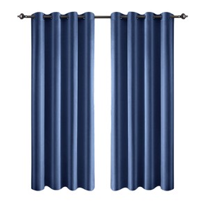 1 Pair Satin Blackout Curtain Blue Small