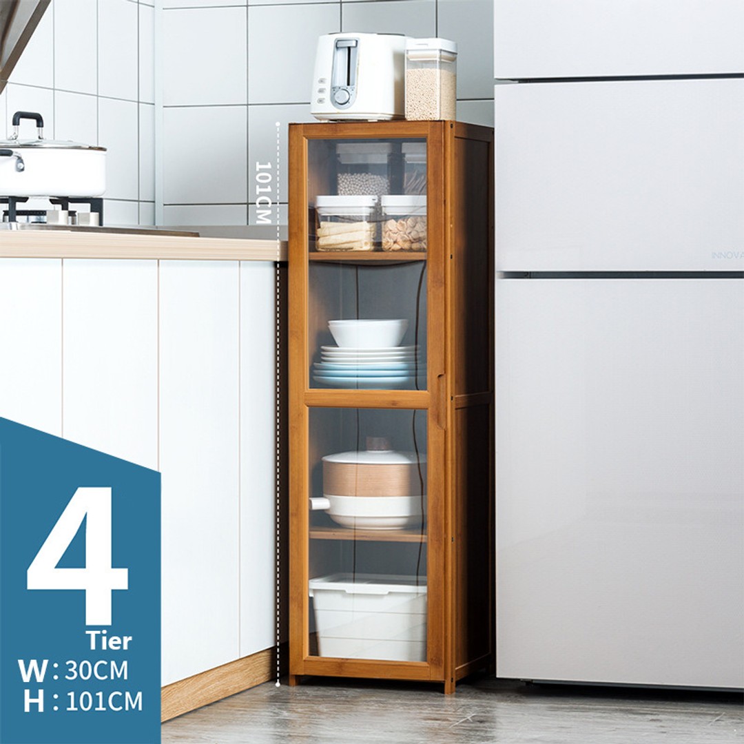 4 Tier Bamboo Free Standing Multifunctional Cabinet Rack, As shown, hi-res