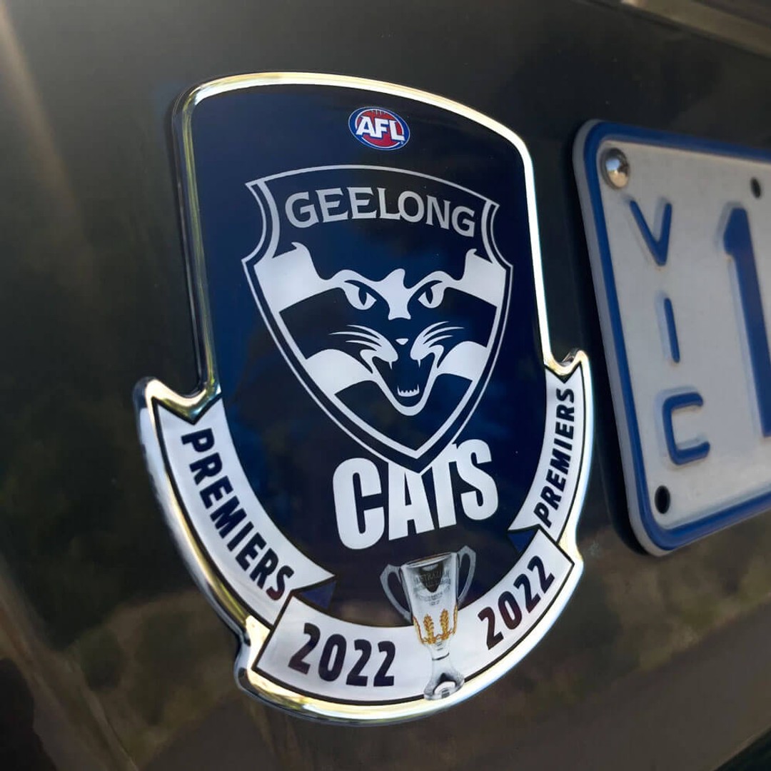 Fan Emblems - AFL: Geelong 2022 Premiership Logo Decal, Blue, hi-res
