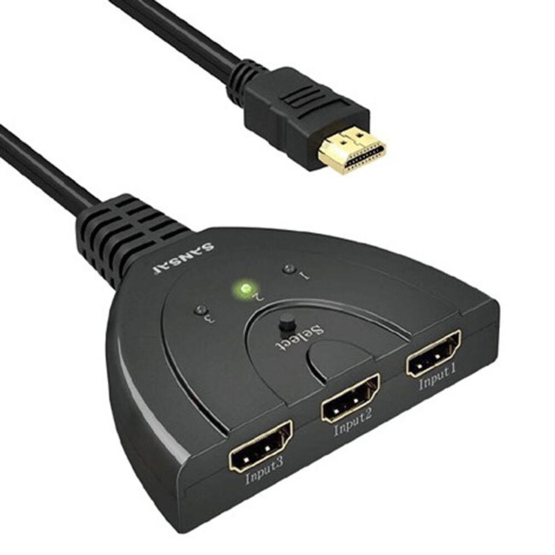 Sansai 3 Port HDMI Switcher/Connector Ports Ultra HD 4K 1080P Splitter for HDTV