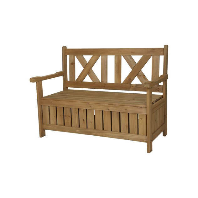 Greenzone Wooden Outdoor Storage Bench, Outdoor Bench Seating With Storage