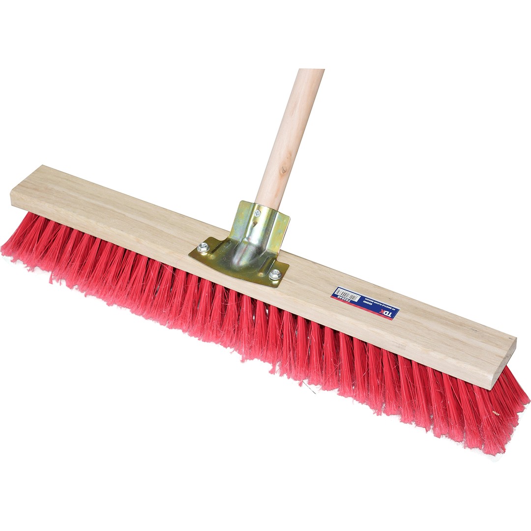 TDX PP Red Bristle Broom with Wooden Handle - 600mm, , hi-res