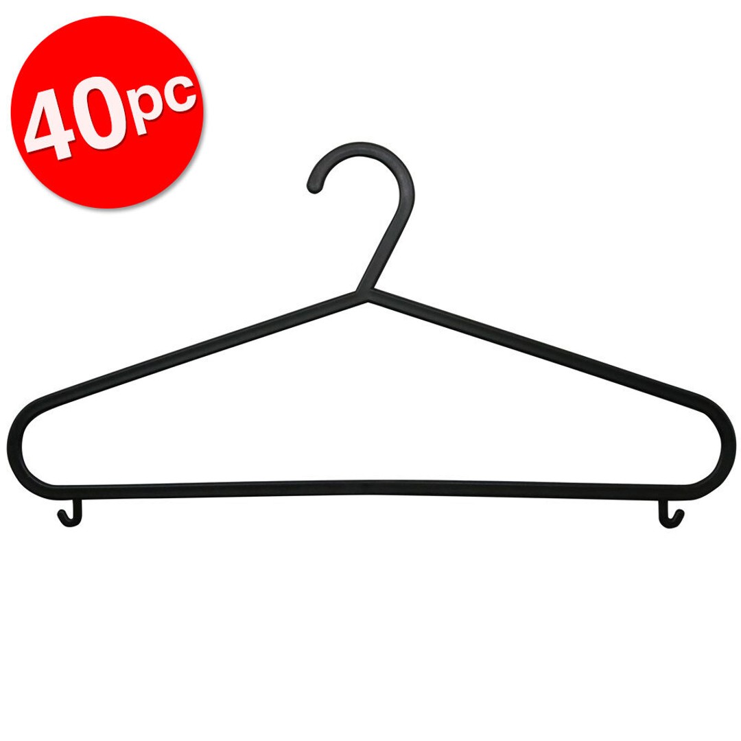 40pc Box Sweden Clothes Hangers Wardrobe Closet Clothing Hanger Organiser Black
