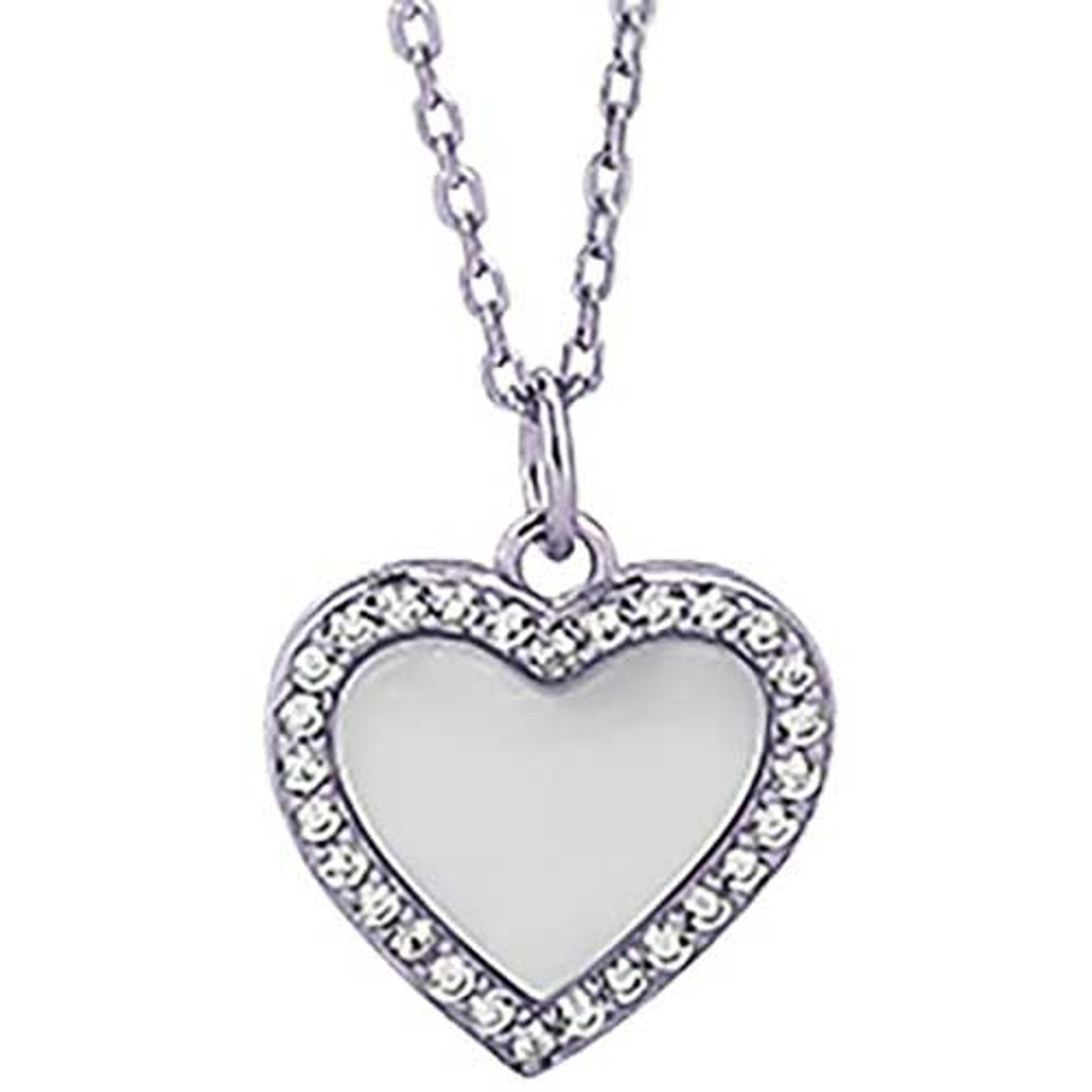 925 Sterling Silver Heart Necklace with CZ Diamonds "Irene"