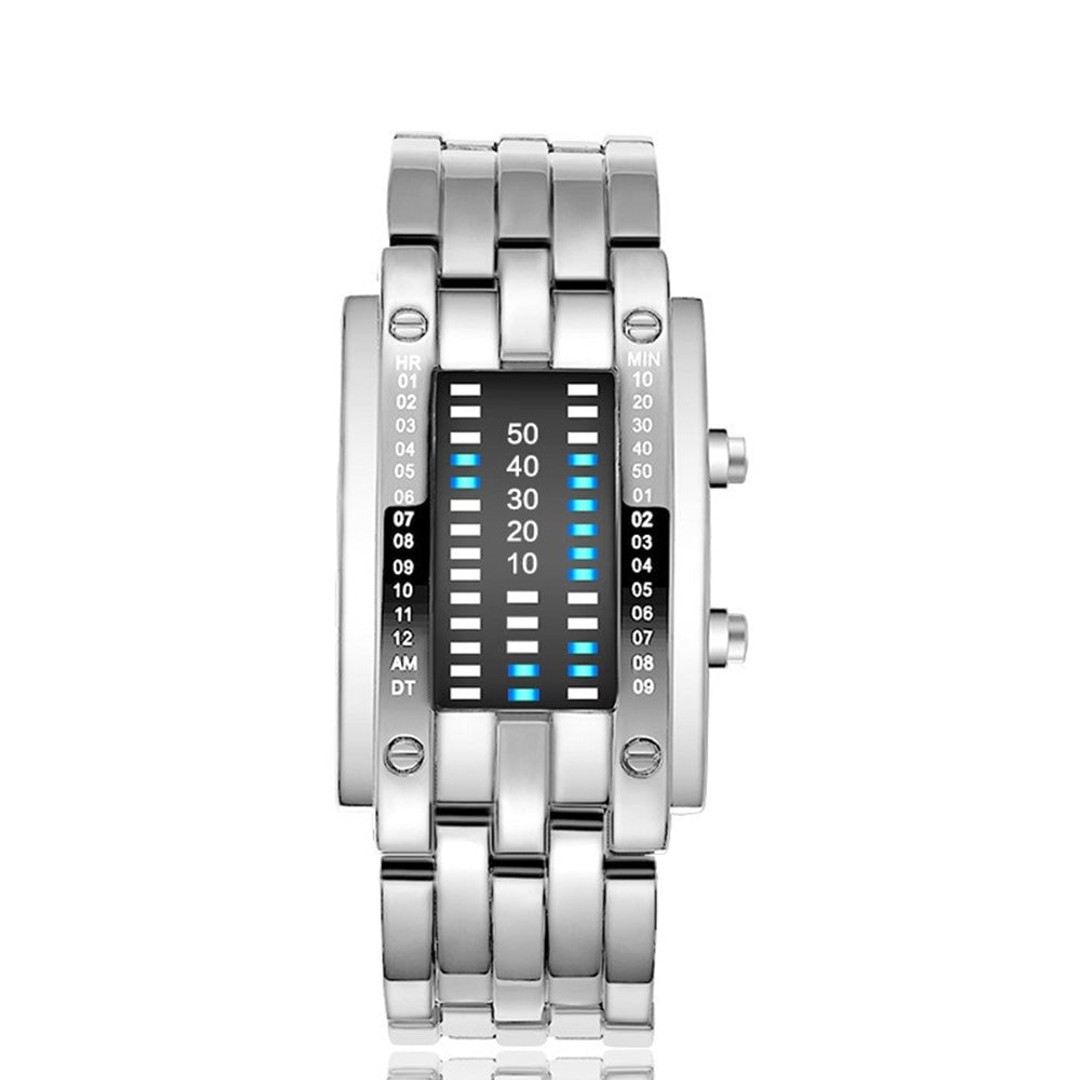 Vibe Geeks Creative Binary Watch Led Digital Display Buckle Type Lock Wristwatch