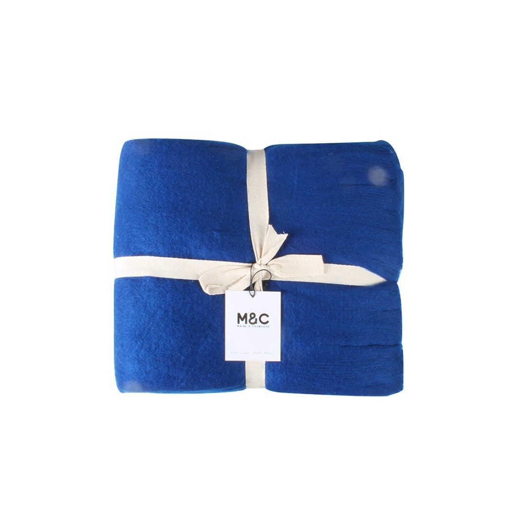 Maine & Crawford Maci 170x130cm Super Plush Throw Sofa Acrylic Blanket Navy