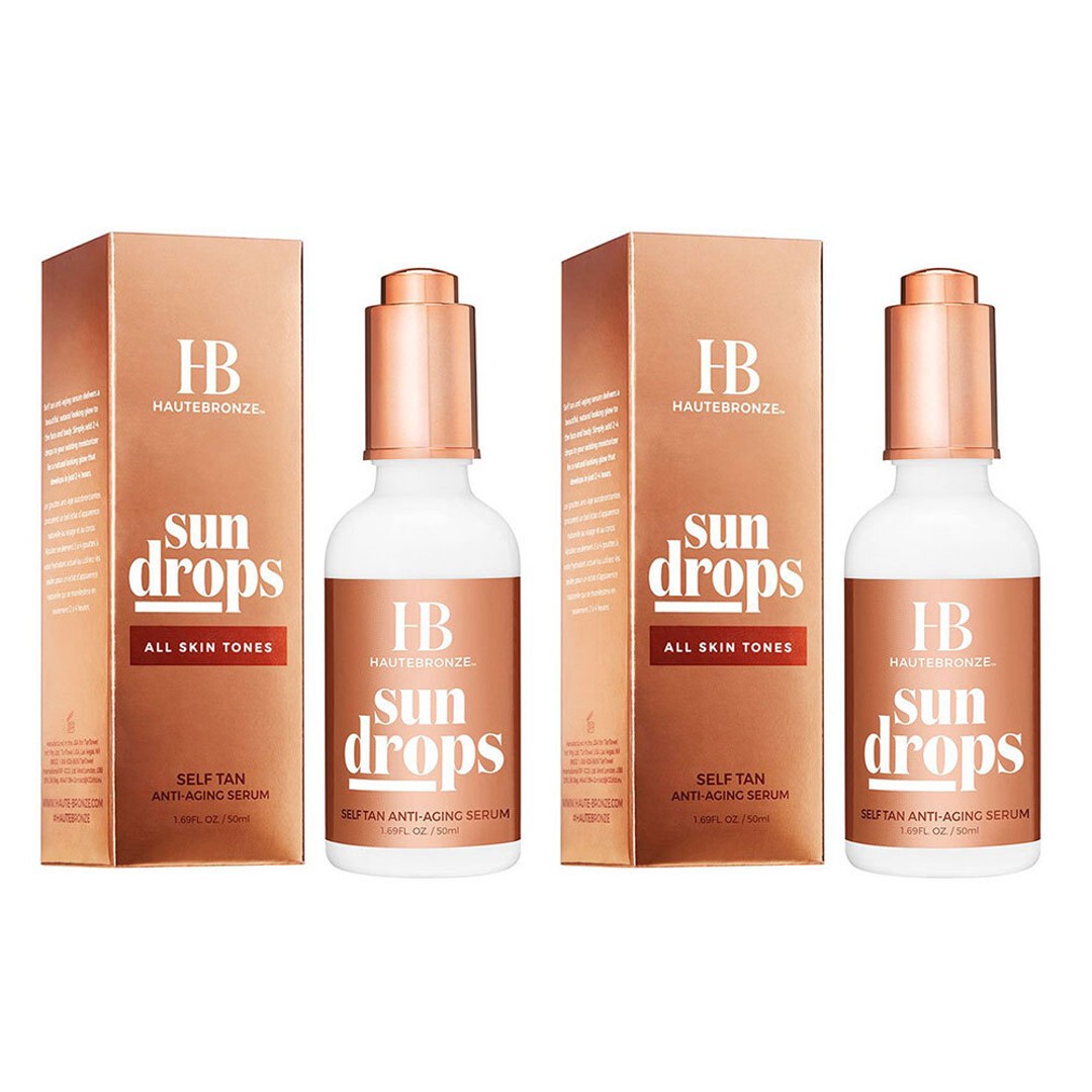 2x Haute Bronze 50ml Face/Body Sun Drops Self-Tanning/Tan Serum All Skin Tones