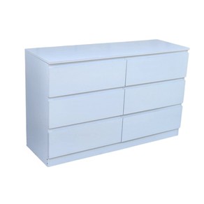 Instock Furniture & Living Liana Lowboy Chest 6 Drawer Dresser white