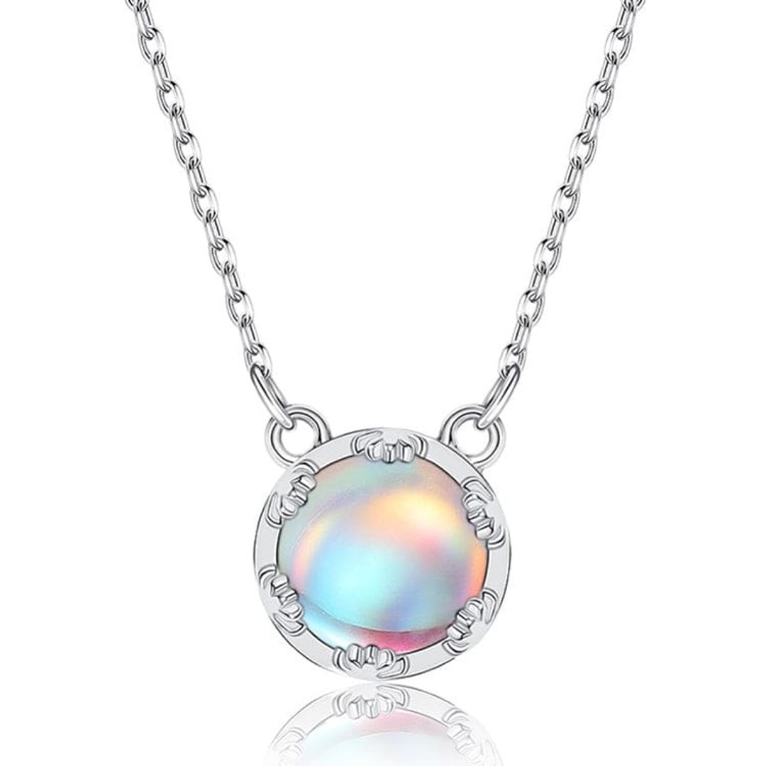 V Jewellery - S925 Moonstone Necklace, Silver Colour
