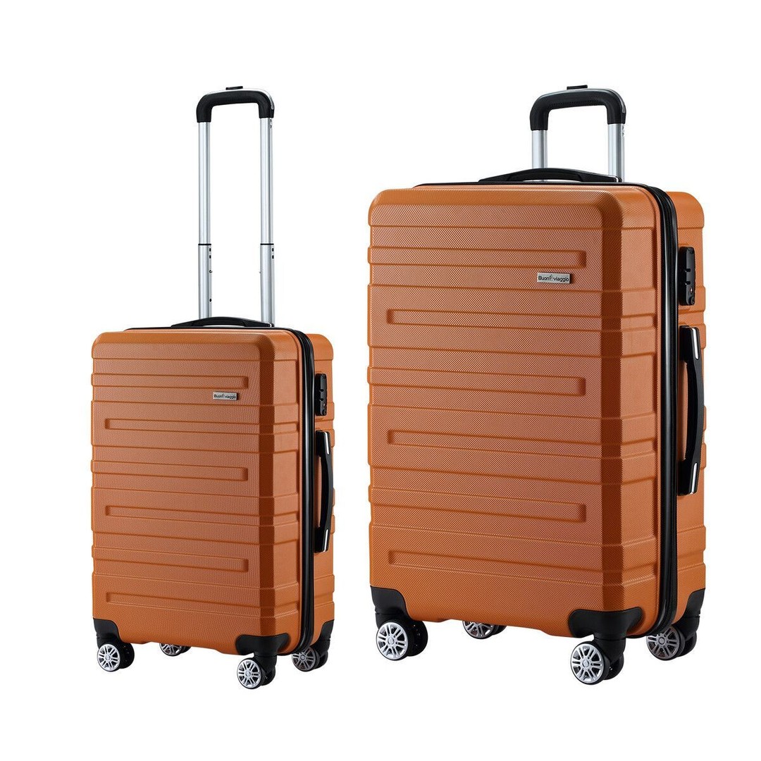 2 Piece Luggage Set Carry On Hard Suitcases Travel Trolley Lightweight TSA Lock Orange